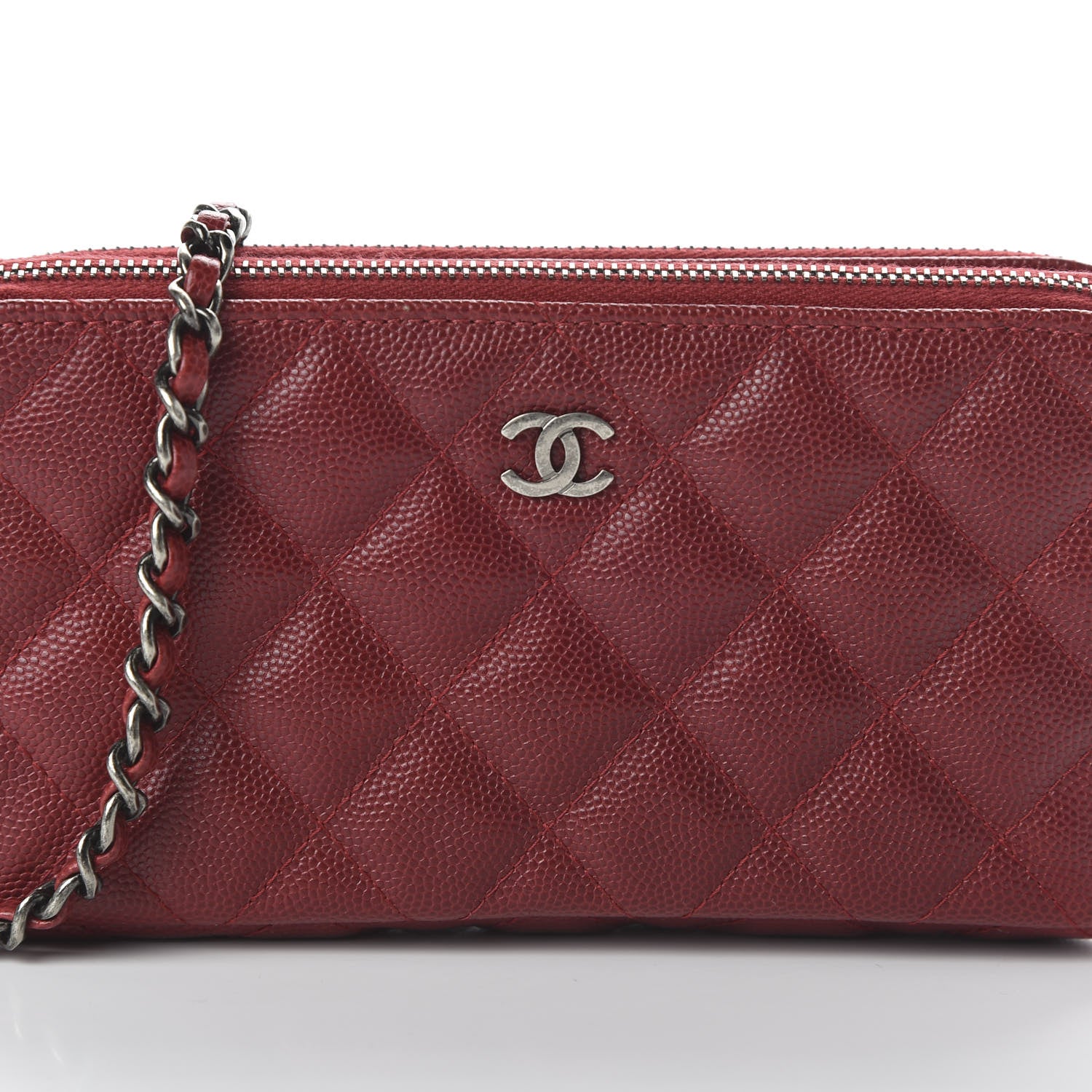 Chanel Caviar Quilted Small Clutch With Chain Red 10 of 11