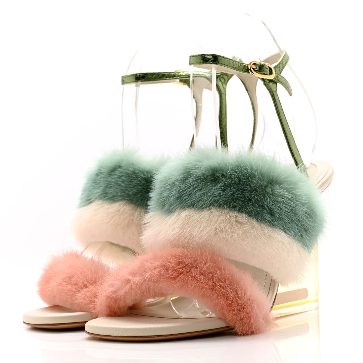 Mink Ayers Lucite Fendi First 95mm Sandals 38 Bellini Hermi Urano Pirite