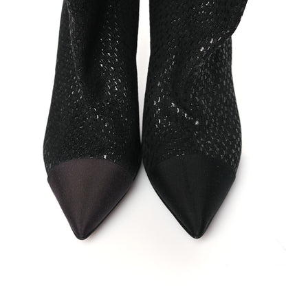 Chanel Fan Goatskin Grosgrain Gabrielle Cap Toe Short Boots 37 Black 9 of 9