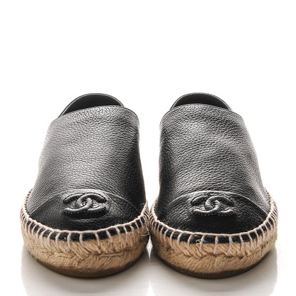Chanel Grained Calfskin CC Espadrilles 36 Black 2 of 8