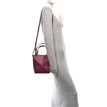 Loewe Shiny Calfskin Mini Puzzle Fold Tote Dark Burgundy 2 of 10