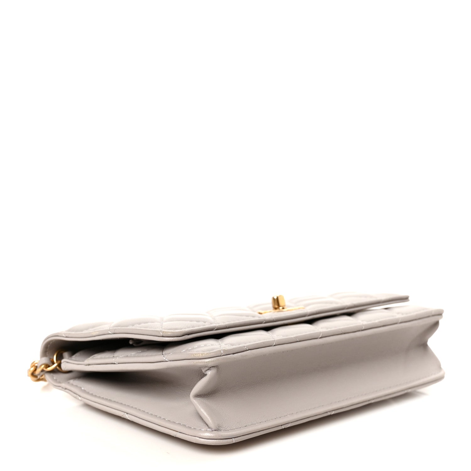 Chanel Lambskin Quilted CC Pearl Crush Wallet on Chain WOC Grey 4 of 12