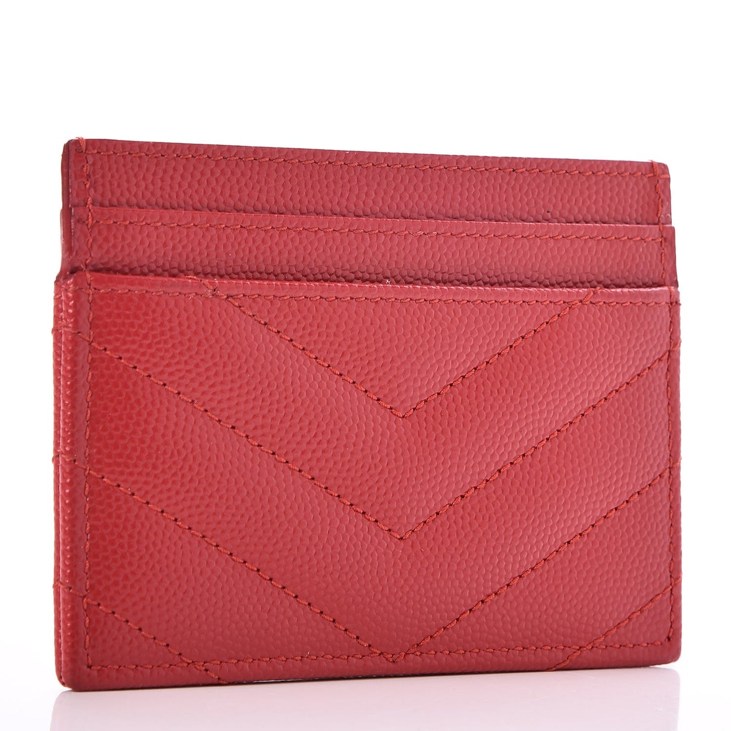 Grain De Poudre Matelasse Chevron Monogram Credit Card Case New Red