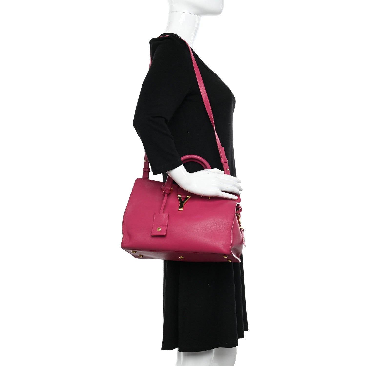 Saint Laurent Calfskin Small Classic Y Cabas Fuchsia 2 of 14