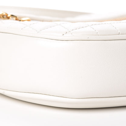 Celine Calfskin Quilted Small C Charm Bag White 10 of 11