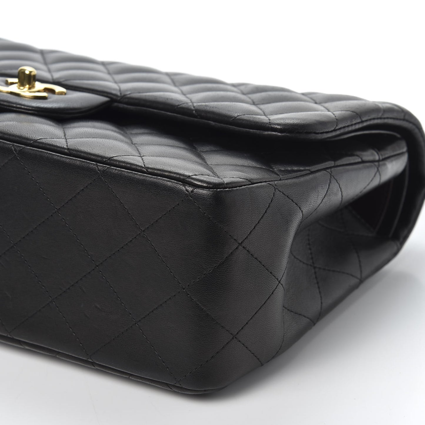 Lambskin Quilted Jumbo Double Flap Black