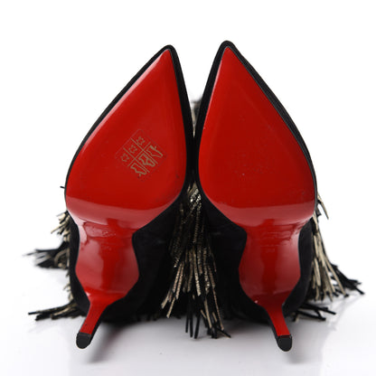 Christian Louboutin Veau Velours Lame Tweed Bolcheva 120 Thigh High Boots 36 Black Platine 5 of 7