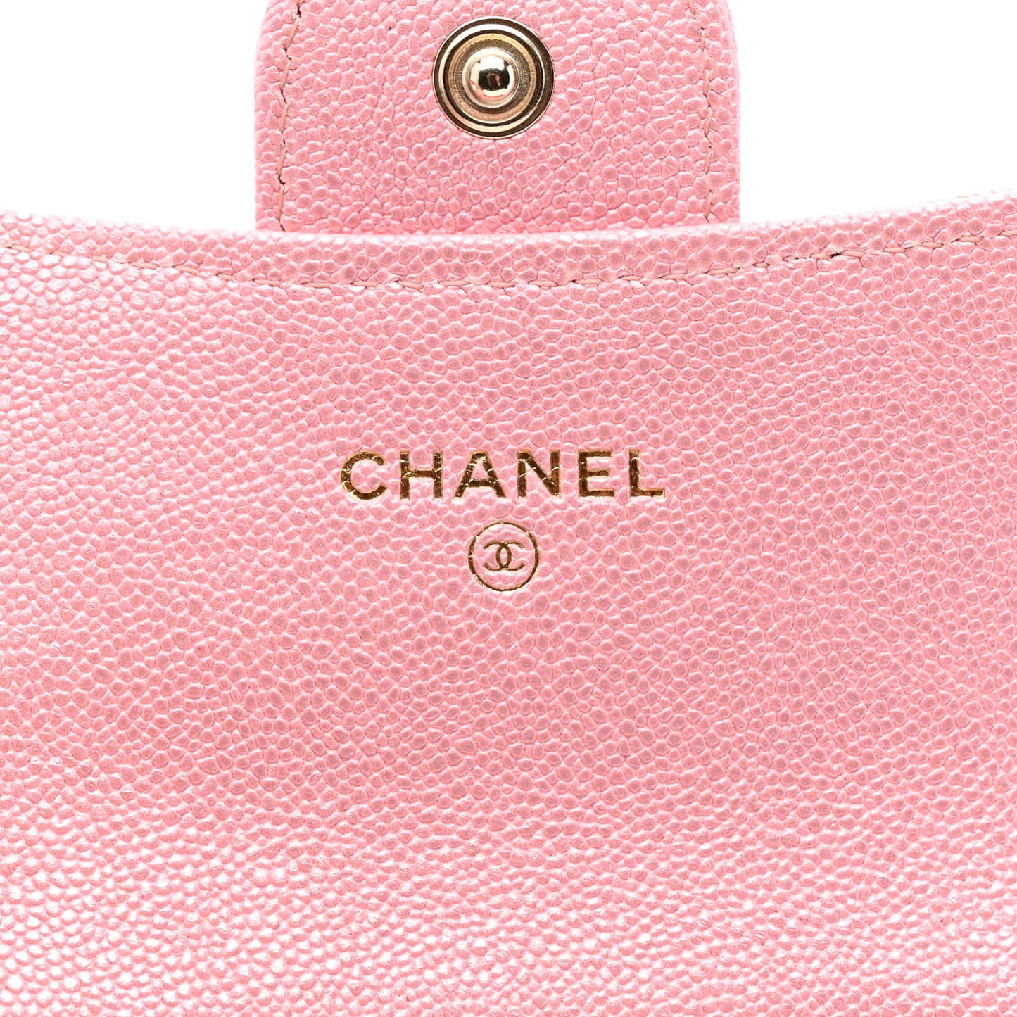Iridescent Caviar Quilted Flap Card Holder Rose Pink