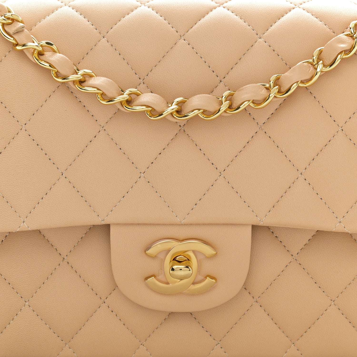 Chanel Lambskin Quilted Medium Double Flap Beige 8 of 10