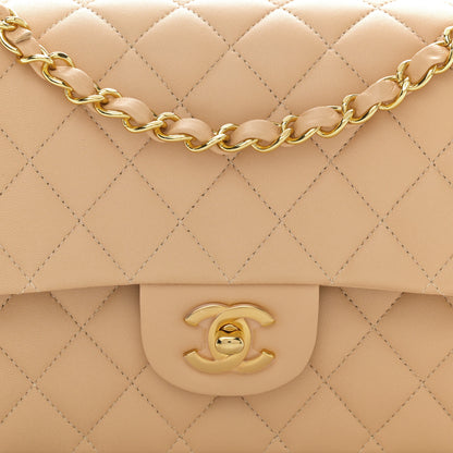 Chanel Lambskin Quilted Medium Double Flap Beige 8 of 10