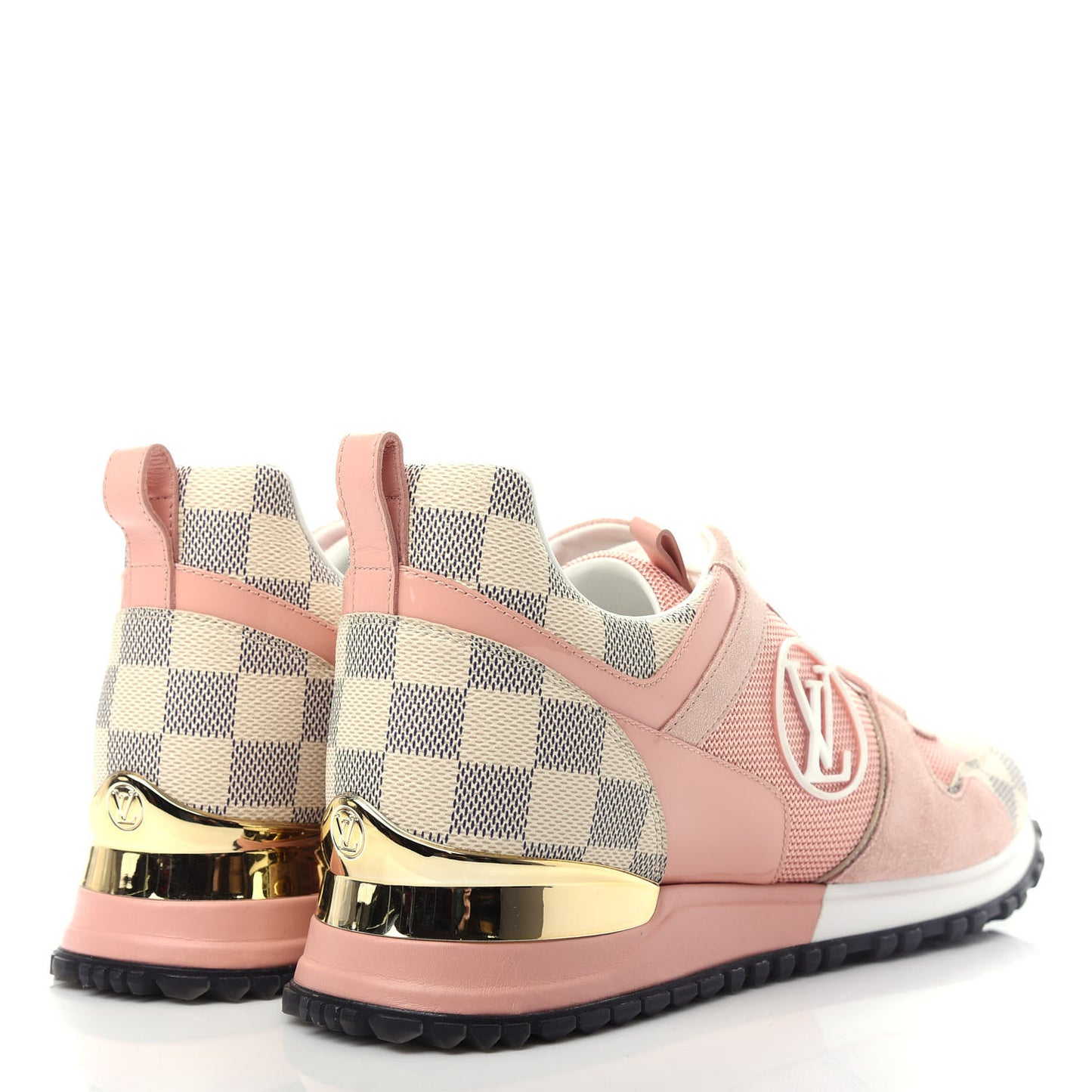 Suede Damier Azur Run Away Sneakers 38.5 Pink