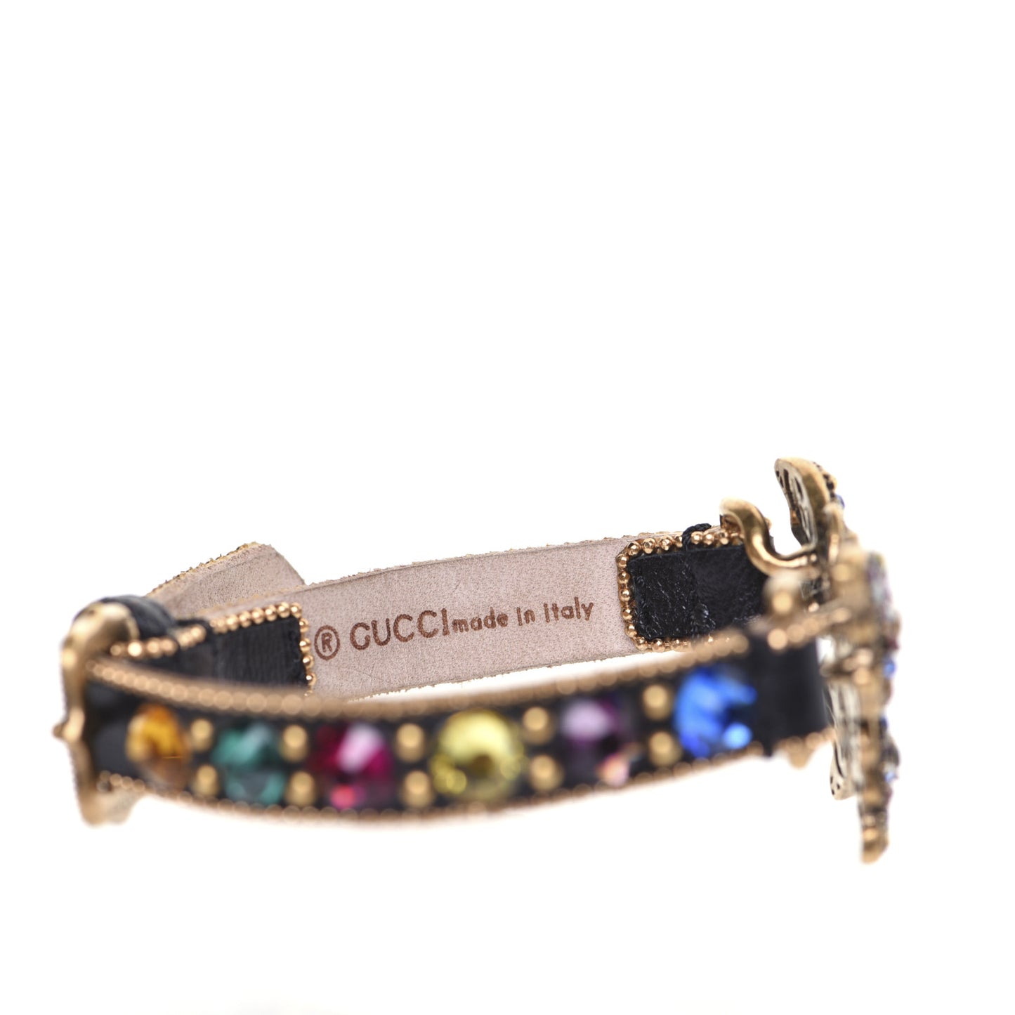 Calfskin Crystal Butterfly Bracelet Multicolor
