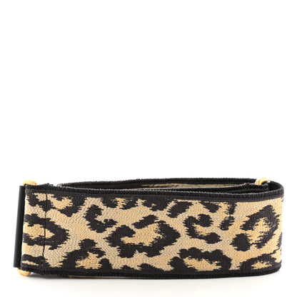 Christian Dior Canvas Mizza Embroidered Leopard Shoulder Strap Beige Black 2 of 7