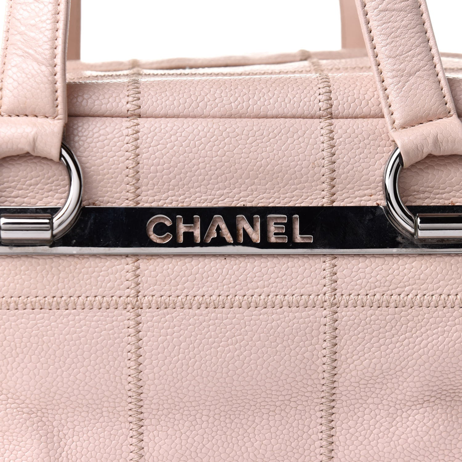Chanel Caviar Square Stitched Bowler Pink 7 of 11