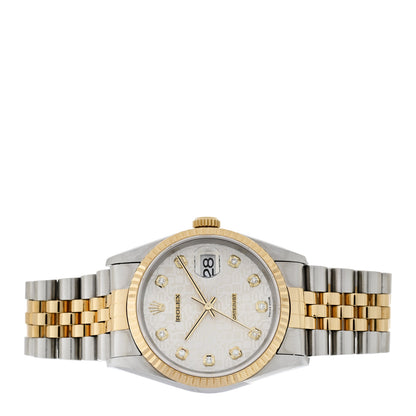 Rolex Stainless Steel 18K Yellow Gold Diamond 36mm Oyster Perpetual Datejust Watch Silver Jubilee 16233 2 of 5