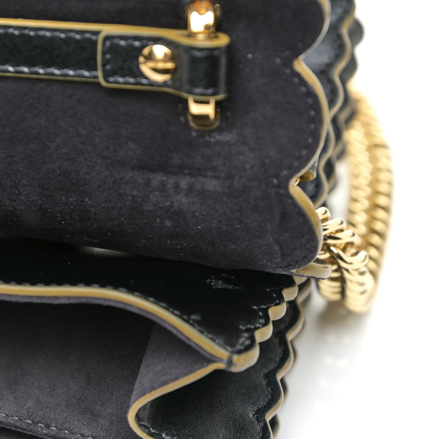 Fendi Vitello Liberty Scalloped Studded Kan I Shoulder Bag Black 11 of 18