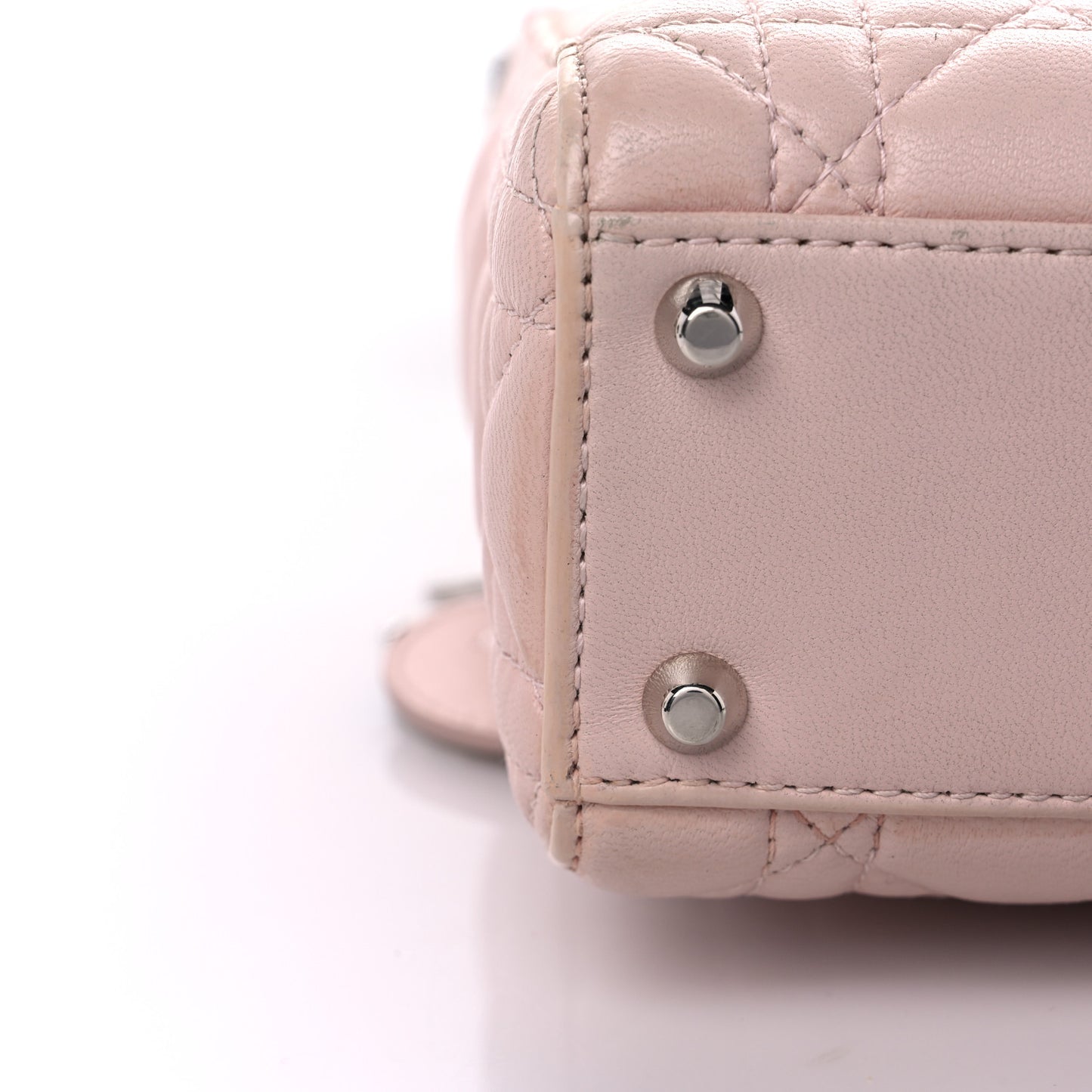 Lambskin Cannage Mini Lady Dior Crystal Strap Rose Poudre