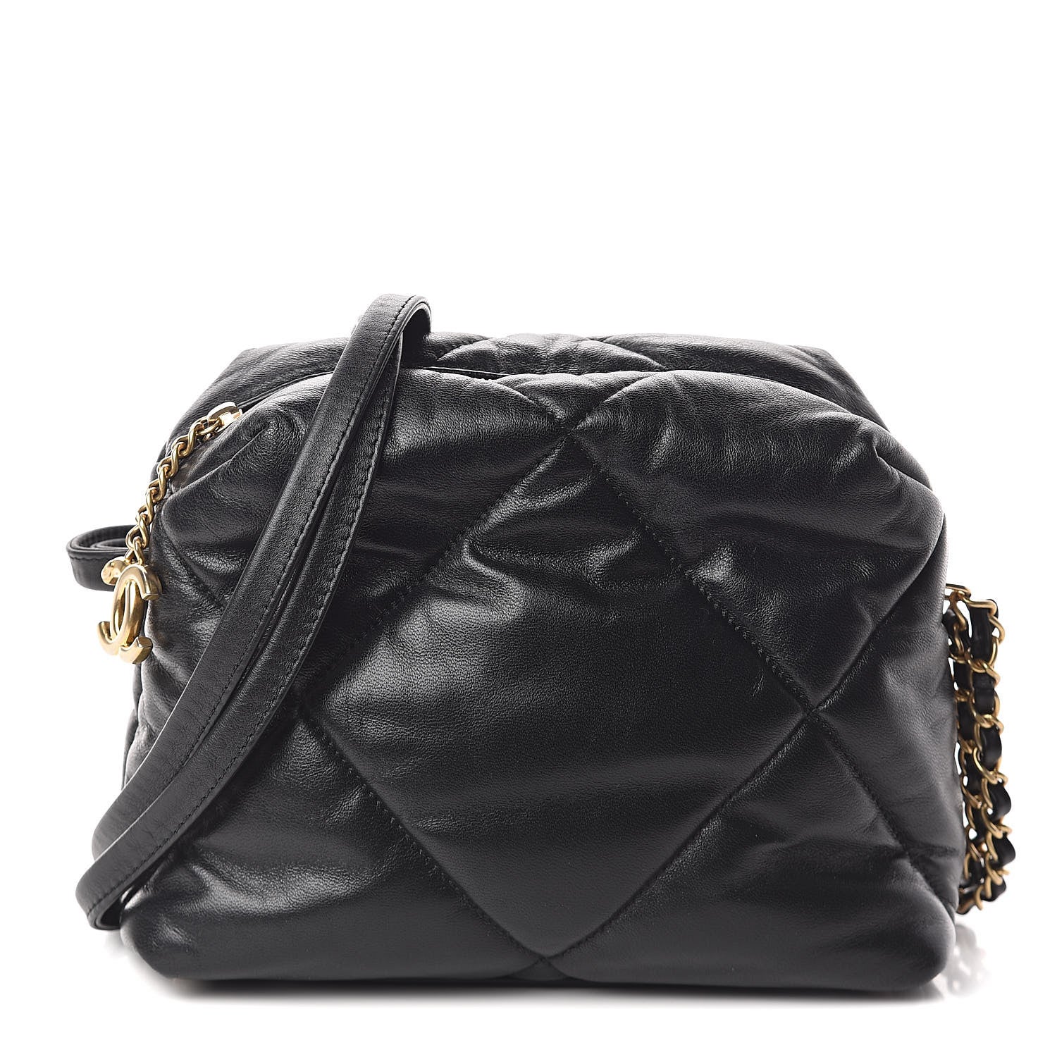 Chanel Lambskin Quilted Small Bowling Bag Black 1 of 9
