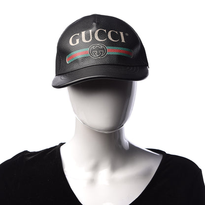 Gucci Grained Calfskin Logo Baseball Hat L Black 2 of 6