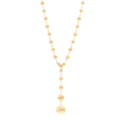 Marco Bicego 18K Yellow Gold Diamond Africa Small Bead Y Necklace 1 of 5
