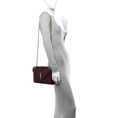 Saint Laurent Grain De Poudre Textured Mixed Matelasse Medium Triquilt Monogram Satchel Rouge Legion 2 of 10