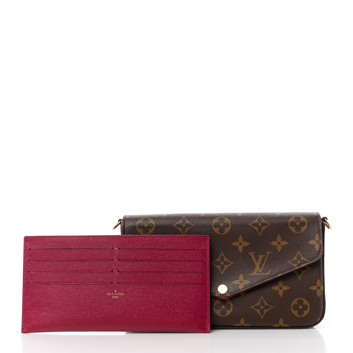 Louis Vuitton Monogram Pochette Felicie Chain Wallet Fuchsia 3 of 15