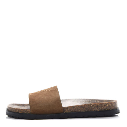 Saint Laurent Suede Joan Slide Sandals 37 Brown 1 of 10