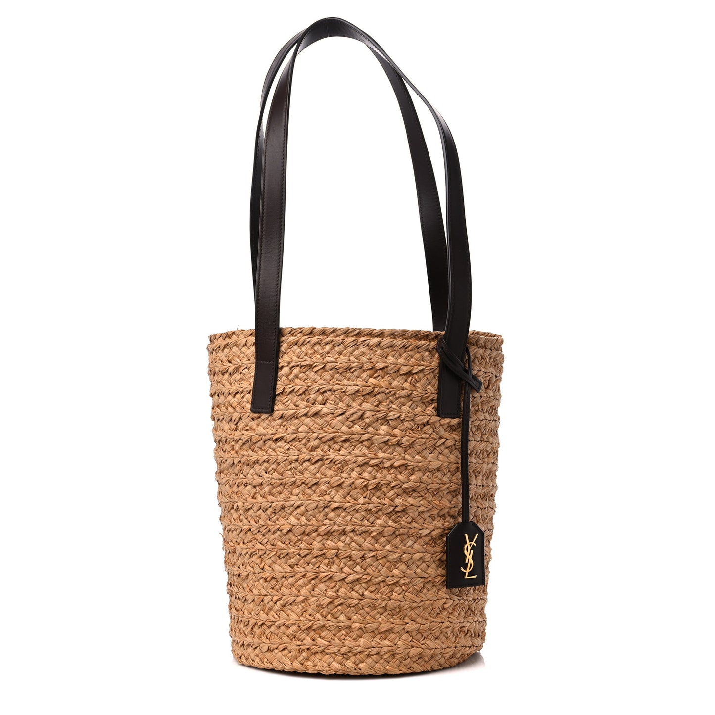 Raffia Calfskin Small Panier Tote Naturale Nut