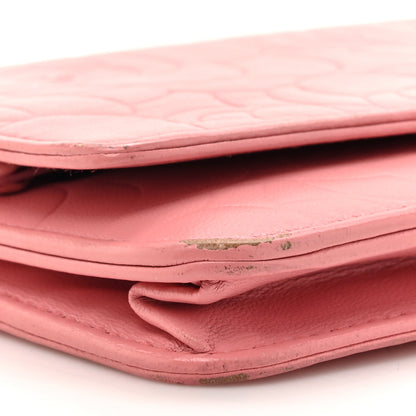 Chanel Lambskin Camellia Embossed Wallet on Chain WOC Pink 11 of 19