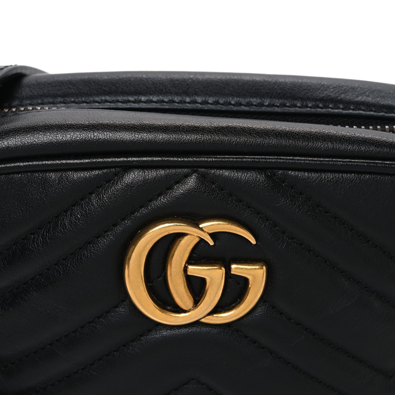 Gucci Calfskin Matelasse Mini GG Marmont Chain Shoulder Bag Black 8 of 10