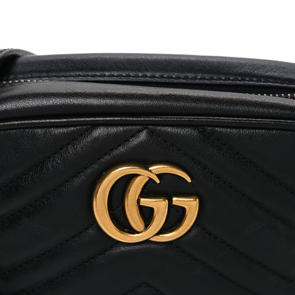 Gucci Calfskin Matelasse Mini GG Marmont Chain Shoulder Bag Black 8 of 10
