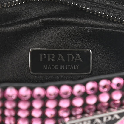 Prada Satin Crystal Metal Triangle Logo Chain Crossbody Handbag Rosa 6 of 9