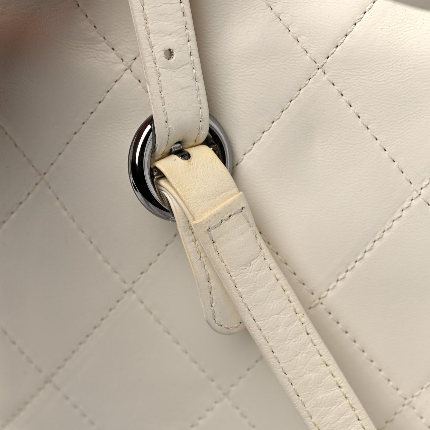 Lambskin Quilted Country Club Tote White Black