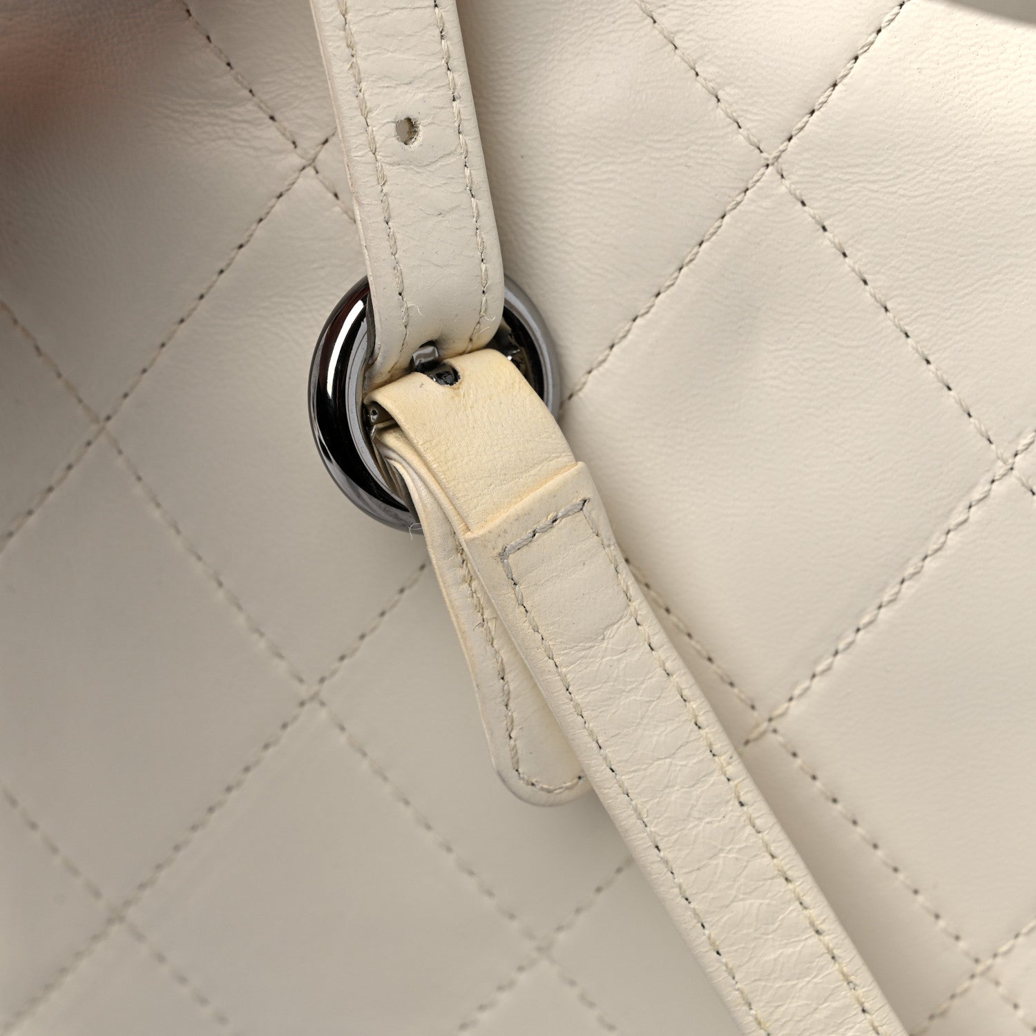 Chanel Lambskin Quilted Country Club Tote White Black 13 of 15