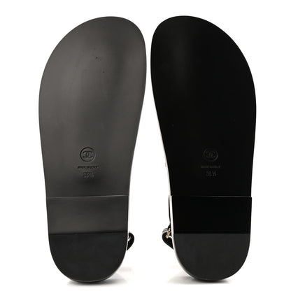 Chanel Grained Calfskin Velcro Dad Sandals 38.5 Black 10 of 24