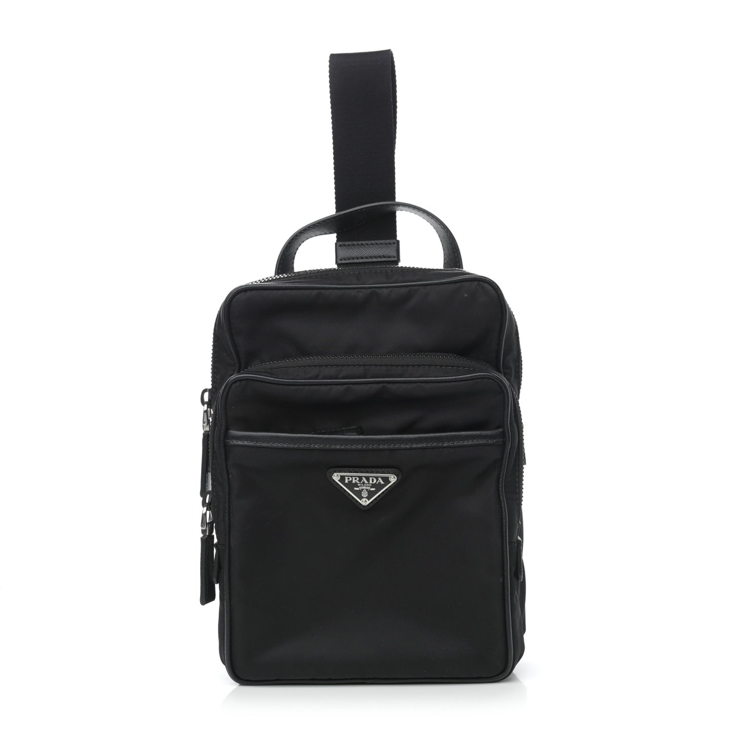Tessuto Nylon Saffiano Sling Bag Black