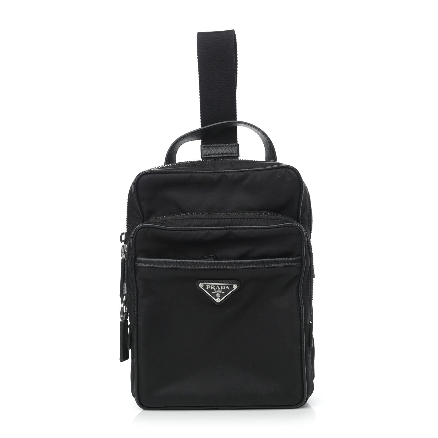 Prada Tessuto Nylon Saffiano Sling Bag Black 1 of 11