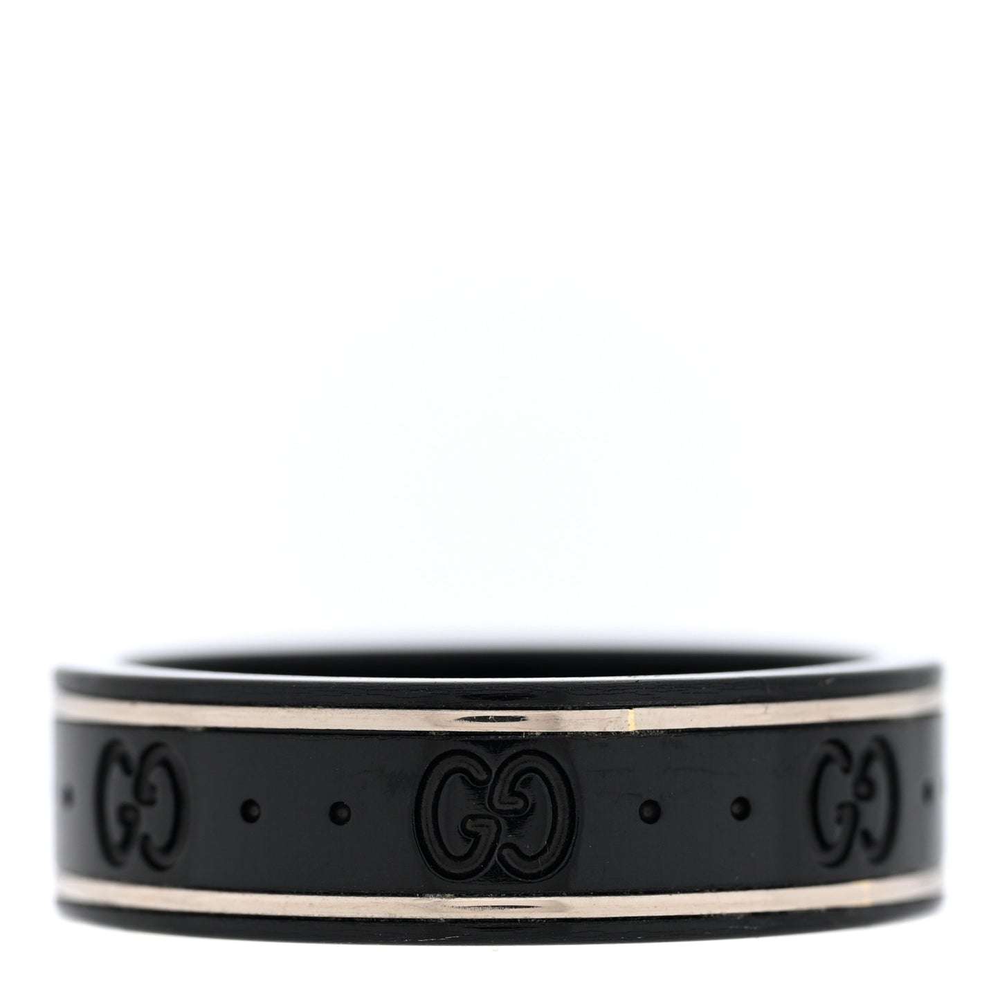 18K White Gold Ceramic Icon Band Ring 64 10.75 Black