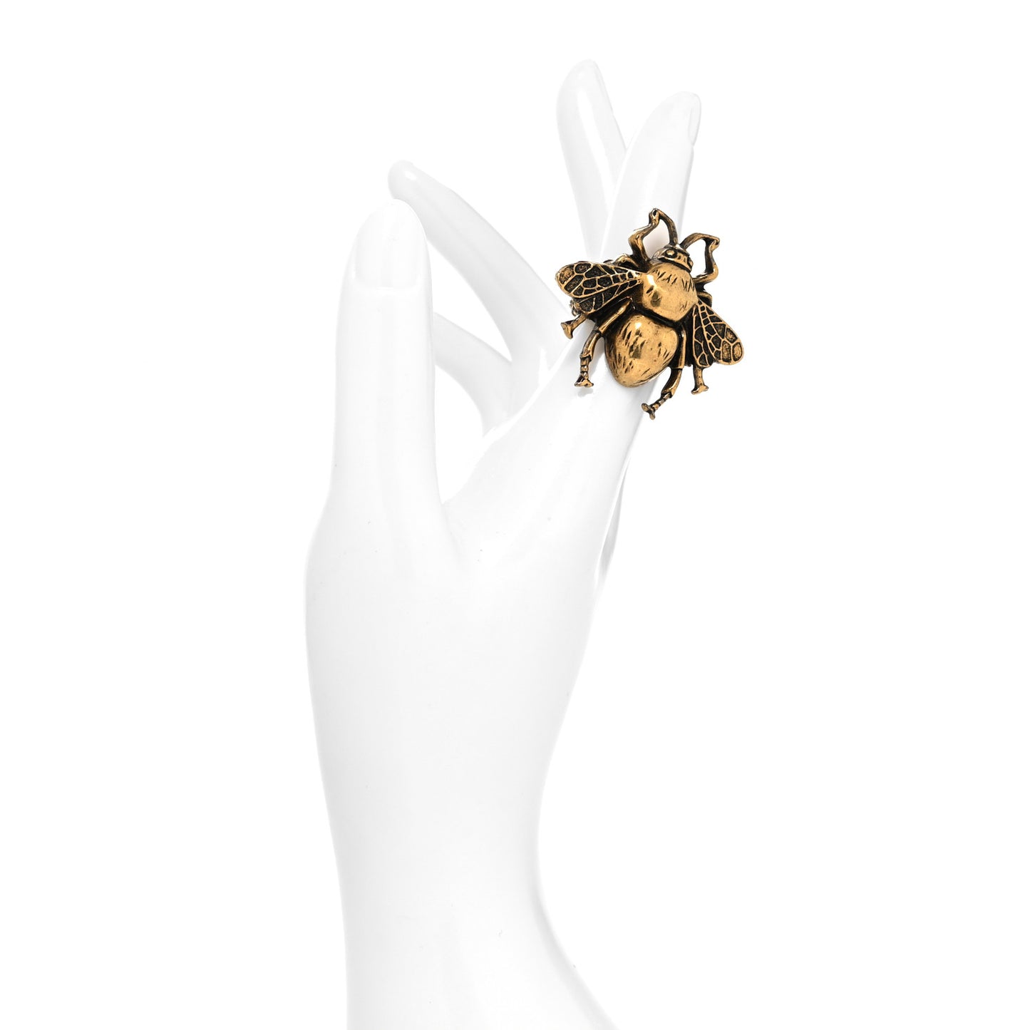 Metal Enamel Bee Ring 6 Aged Gold