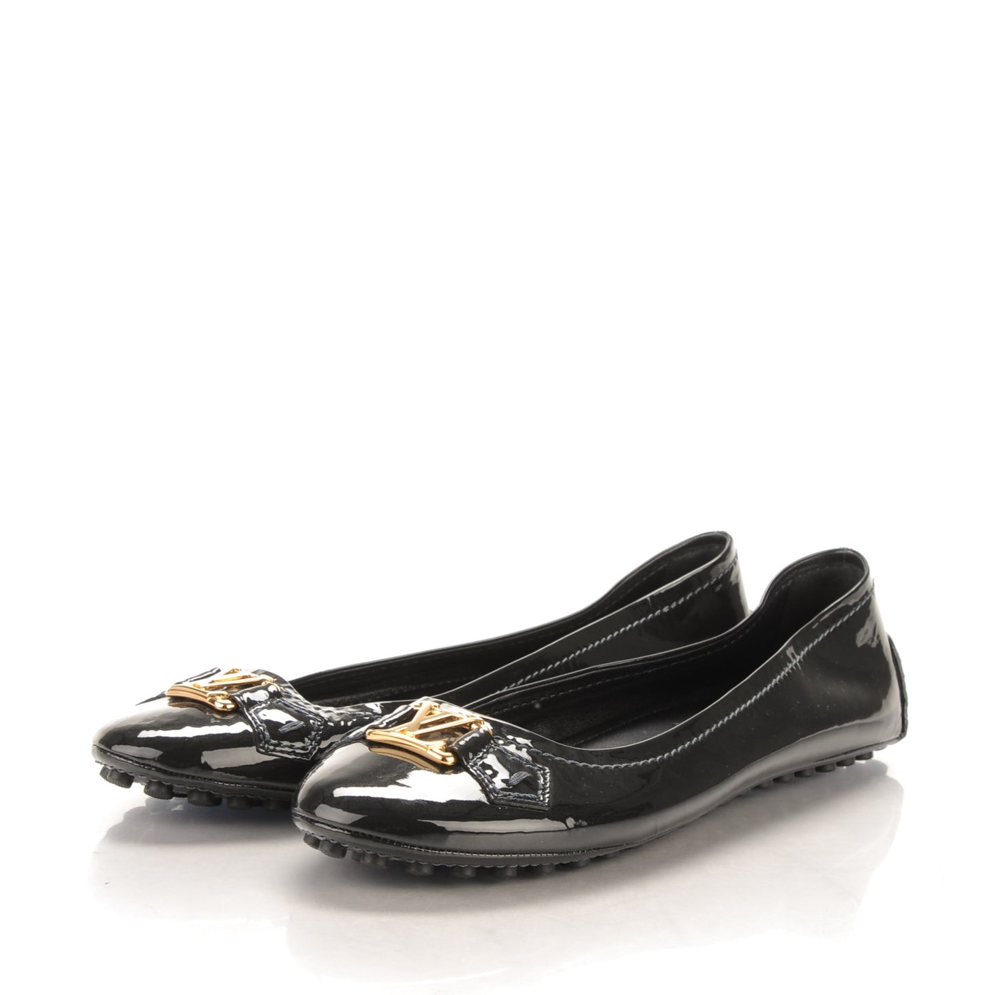 Patent Calfskin Oxford Ballerina Flats 42 Navy