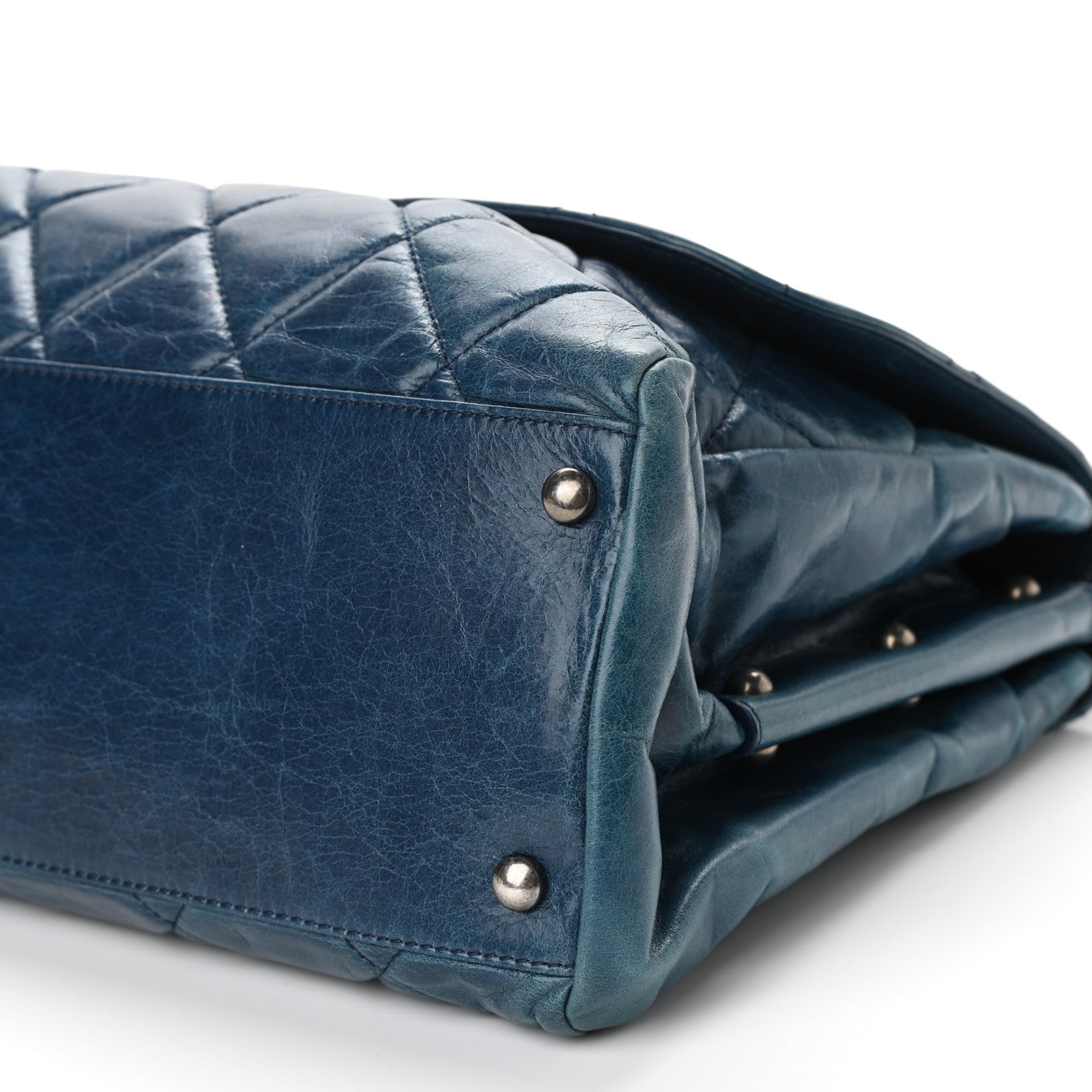 Chanel Glazed Calfskin Boy Satchel Flap Blue 10 of 11