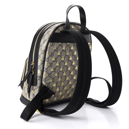 Gucci GG Supreme Monogram Bees Print Small Day Backpack Beige Oro Black 2 of 8