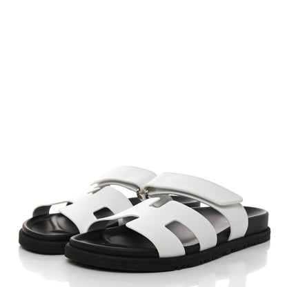 Hermes Calfskin Womens Chypre Sandals 38 White 3 of 9