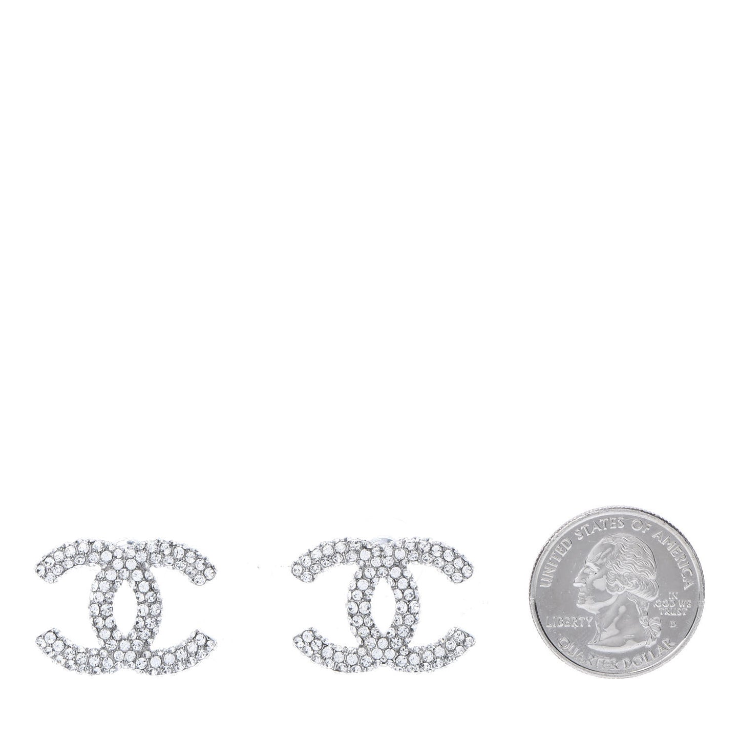 Crystal CC Treasure Chest Earrings Silver