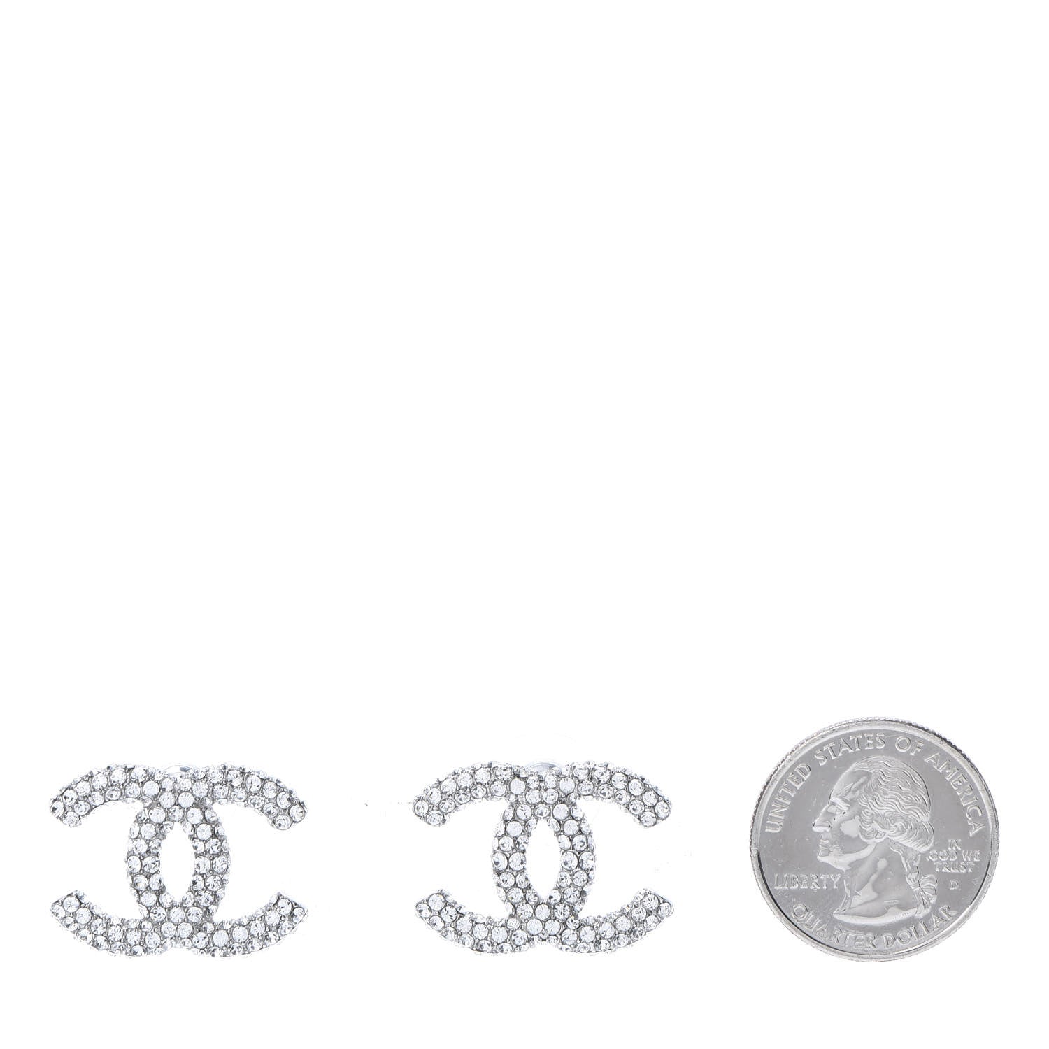 Chanel Crystal CC Treasure Chest Earrings Silver 2 of 5