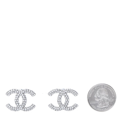 Chanel Crystal CC Treasure Chest Earrings Silver 2 of 5