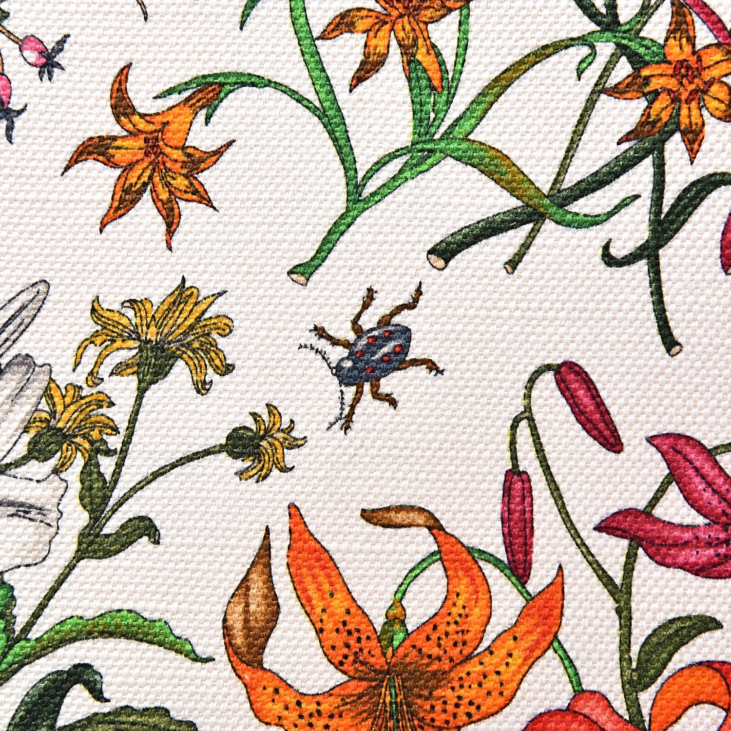 Gucci Canvas Medium Flora Tote White Multicolor Blue Agata 9 of 13