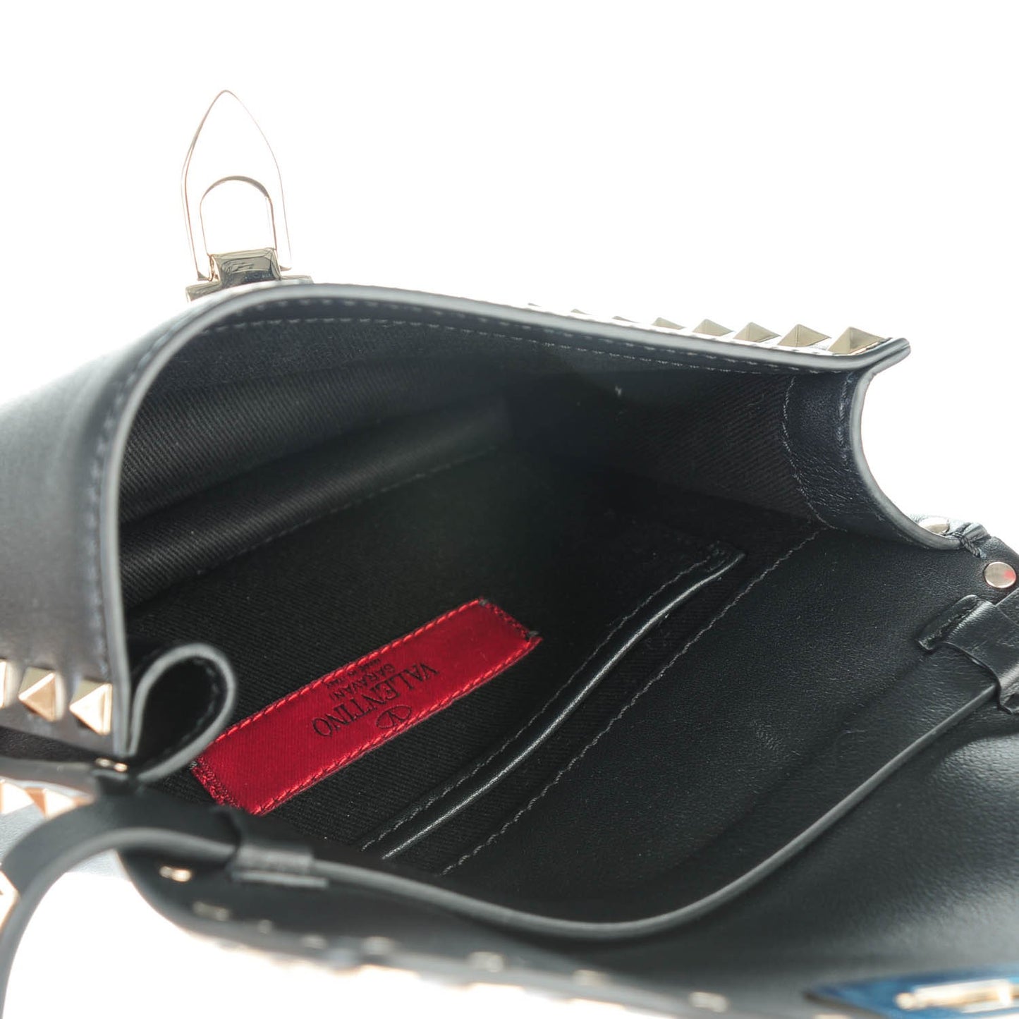 Vitello Rockstud Shoulder Flap Bag Black