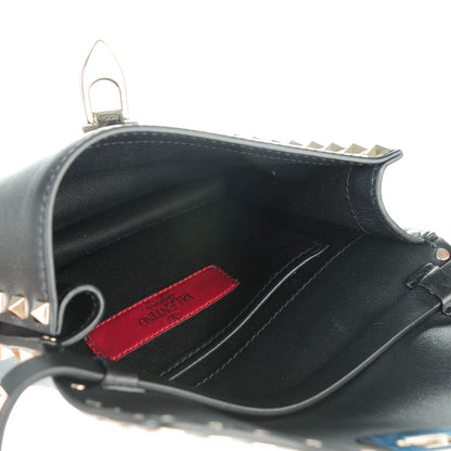 Valentino Garavani Vitello Rockstud Shoulder Flap Bag Black 5 of 6