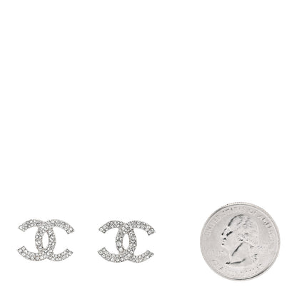 Chanel Crystal Large CC Earrings Silver 2 of 5